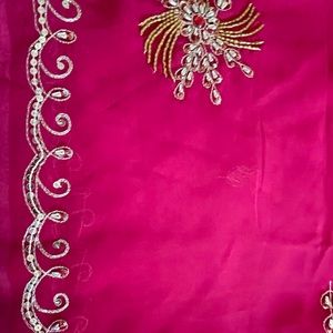 New without tags Pink georgette embroidered saree